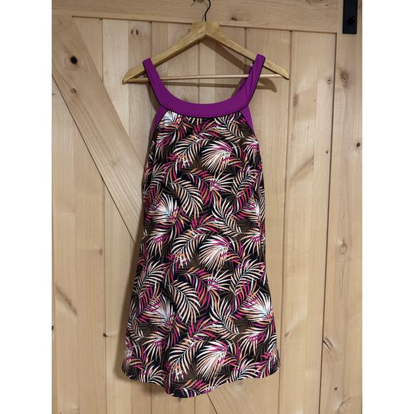 Land's End | NWT Tropical Print High Neck Swim Dress | Size 14W - Picture 1 of 11
